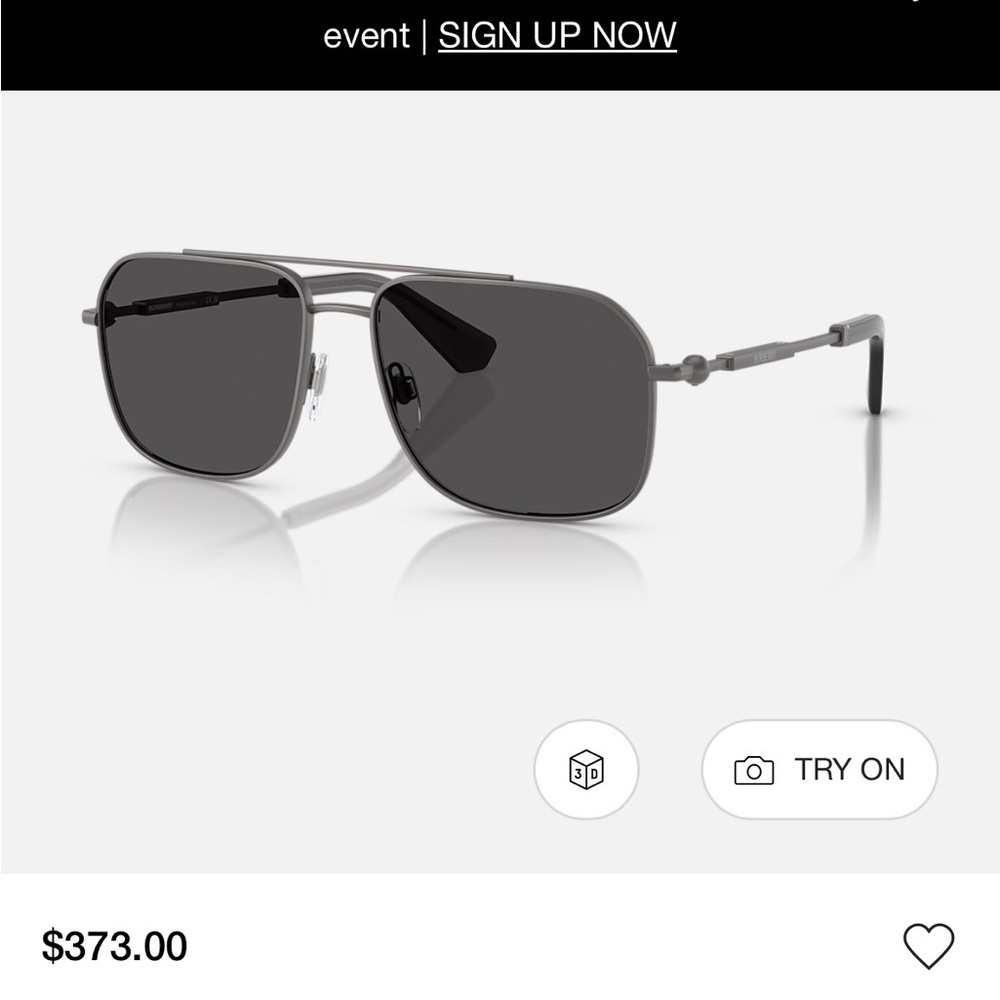 Burberry Gray Frame Sunglasses with Dark Gray Lenses